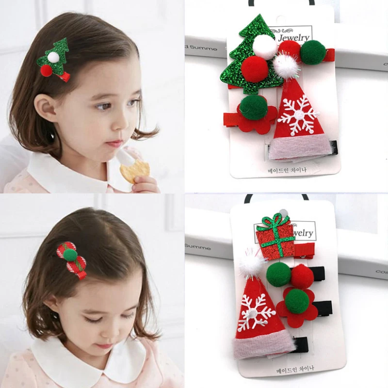 

2022 New Year Suit Christmas Hair Clip Christmas Tree Santa Claus Hair Band Baby Hairpins Headwear Girl Christmas Hair Accessori