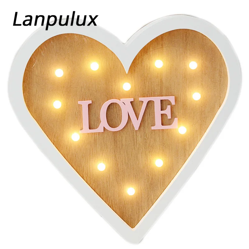 Lanpulux 3D Деревянный любовь светодиодный ночник в форме сердца письмо девушка