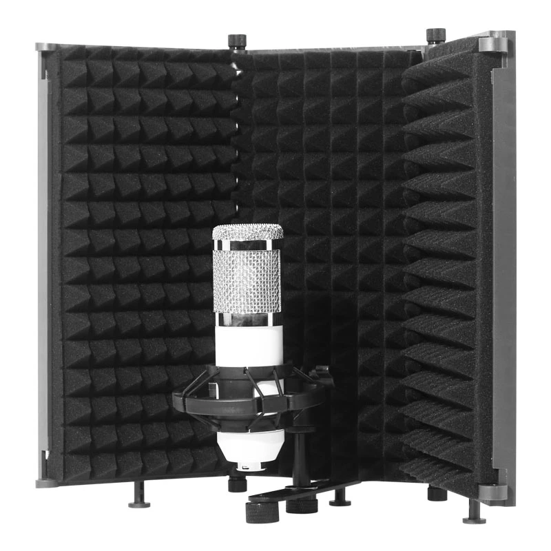 

Acoustic Folding 5 Panel Microphone Isolation Shield Recording Sound Absorber Foam Panel Use for Recording Studio