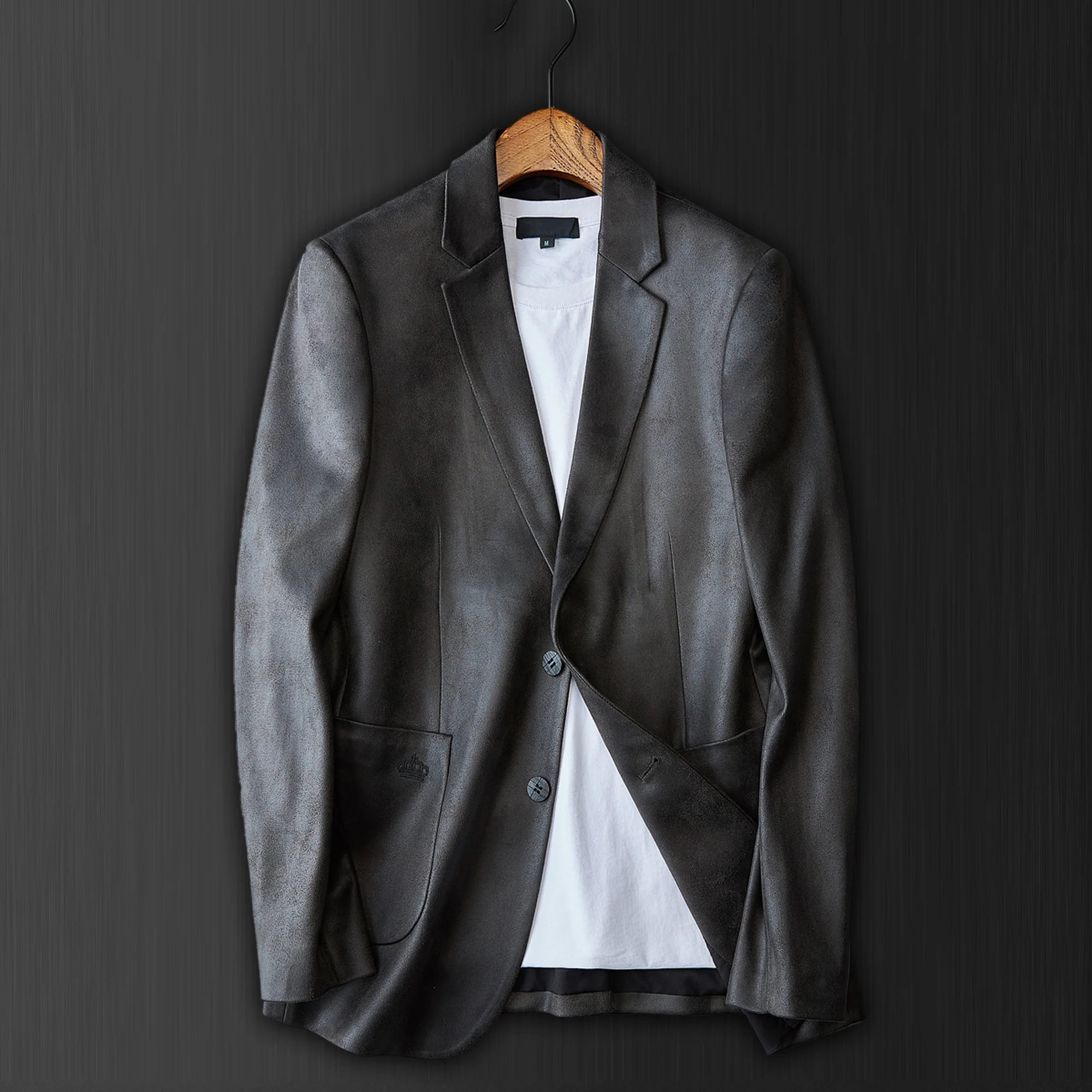 

Men's Very Good Quality Spring Autumn New Great Matte Leather Design Male Jacket Slim Blazer masculino X1