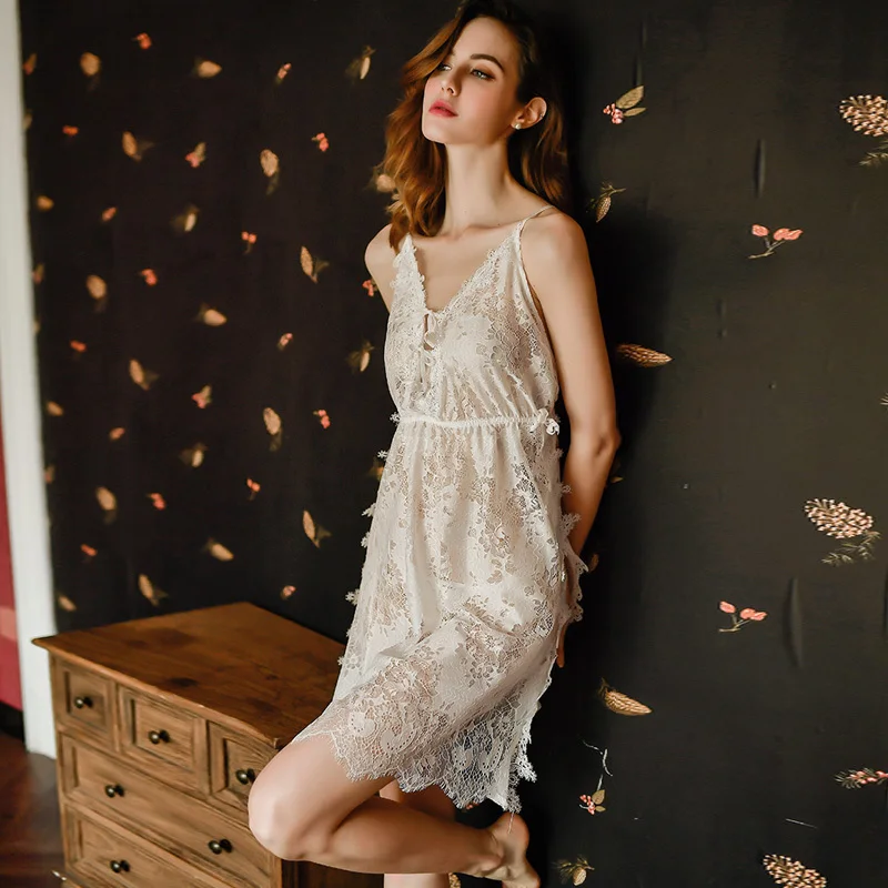 Французский с низким вырезом на спине ночная рубашка пикантная Пижама воды