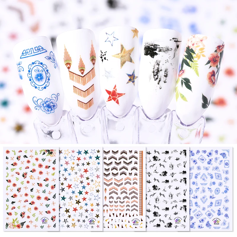 1 лист красочных наклеек для ногтей в индийском стиле многоразмерные полоски