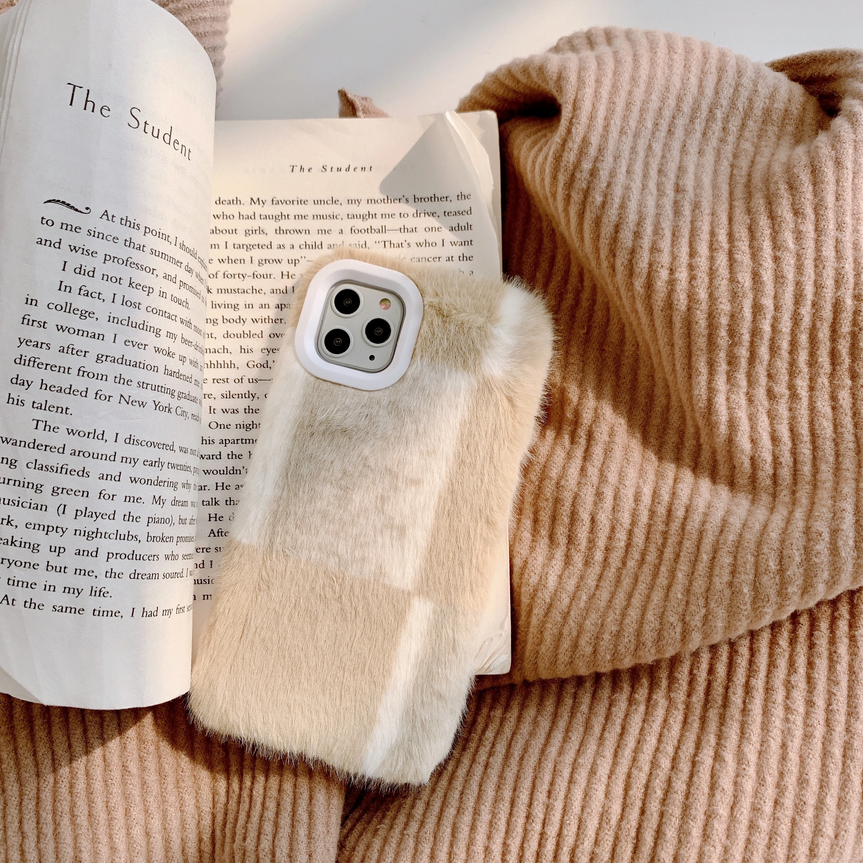 ORYKSZ Luxury Rabbit Warm Fur Plush Phone Case For iPhone 11 Pro Max X XS XR 6 6S 7 8 Plus Lovely Furry Soft hair Back Cover |