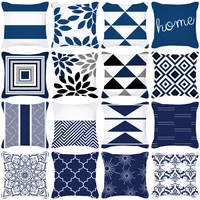 geometric cushion blue black geometry decorative pillows linen creative home decoration for sofa countryside