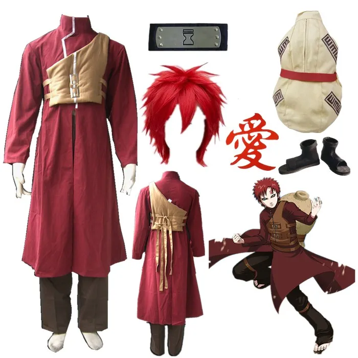 Anime Naruto Shippuden Gaara Red Cosplay Red clothes Costume Halloween