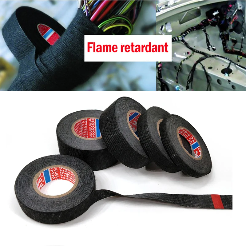 

15M Heat-resistant Wiring Harness Tape Looms Wiring Harness Cloth Fabric flannel Tape Adhesive Cable PK Tesa