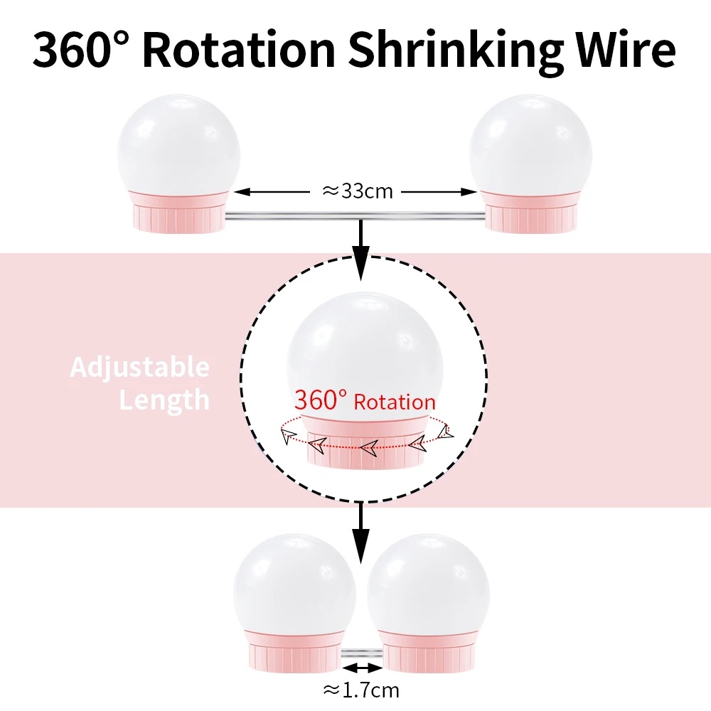 Светодиодный USB-светильник для макияжа Зеркала лампа с плавной регулировкой