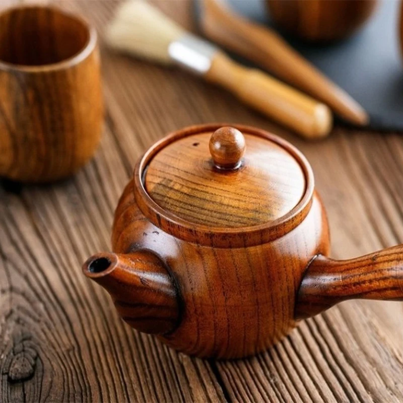 

Natural Jujube Wood Teapot, Wooden Teapot and Strainer Tea Teapot Hot and Cool Kettle