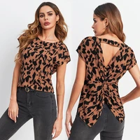 sexy girl blouse open back top beautiful back summer loose tops women o neck short sleeve backless t shirt womens clothing