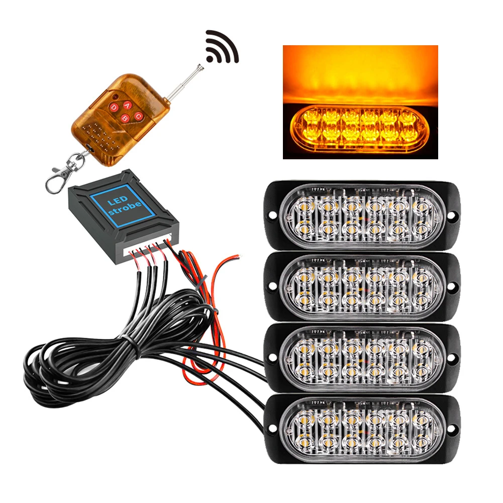DC12-24V Strobe Lights with Remote Control 12LED Car Side Marker For Pickups Trucks 16 Modes Warning Emergency Light Lamp | Автомобили и