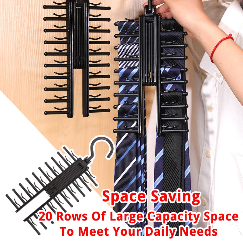 Вешалка для галстука 20 рядов регулируемая вращающаяся на 360 градусов | Дом и сад