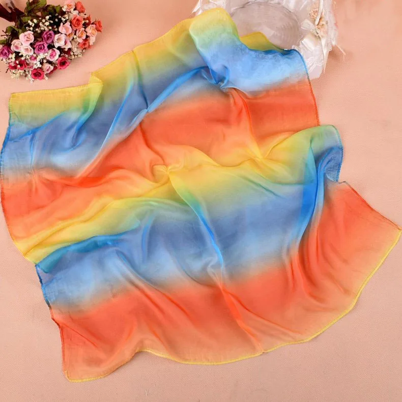 Весенняя двухцветная шелковая сатиновая квадратная лента для волос хиджаб