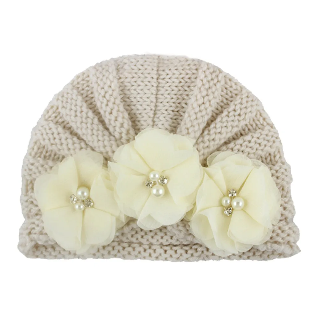 ARLONEET Newborn Baby Boy Girl Knitted Bead Turban Hat Hair Band Beanie Headwear Cap Sets with pom baby beanie | Детская одежда и