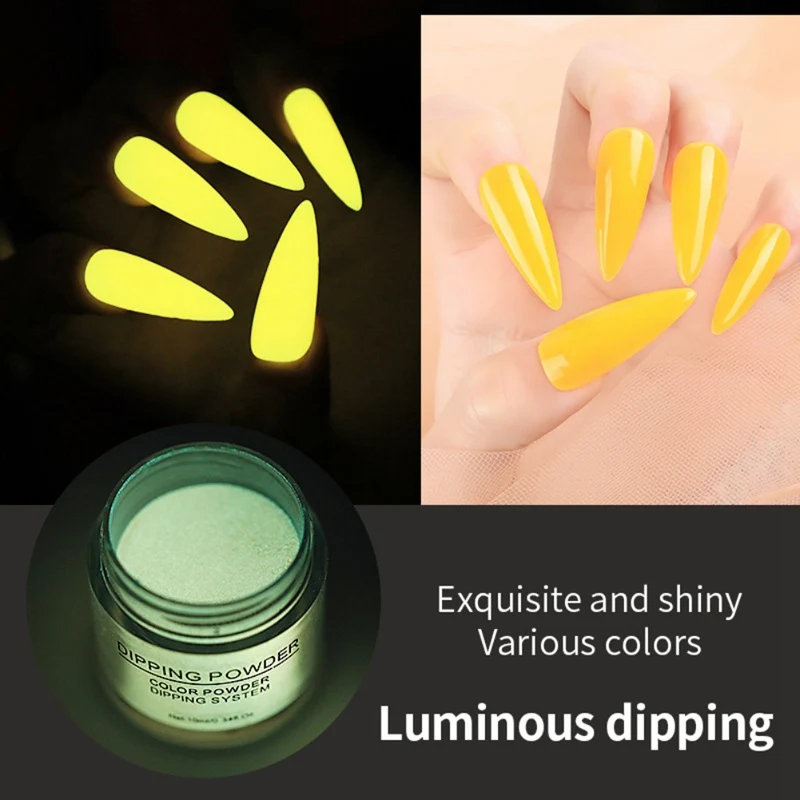 

Luminous Glitter Dip Powder Nails Manicure Gel Nail Polish Chrome Pigment Bottom Rubber Seal Layer Desi