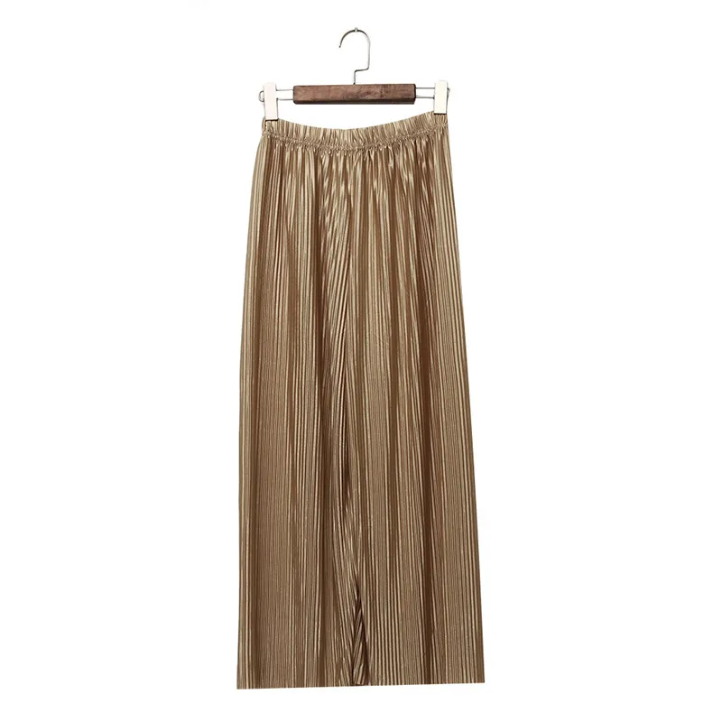 

Summer Wide Leg Pants For Women Casual Elastic High Waist 2020 New Fashion Loose Long Pants Comfortable Pleated Pant Trousers