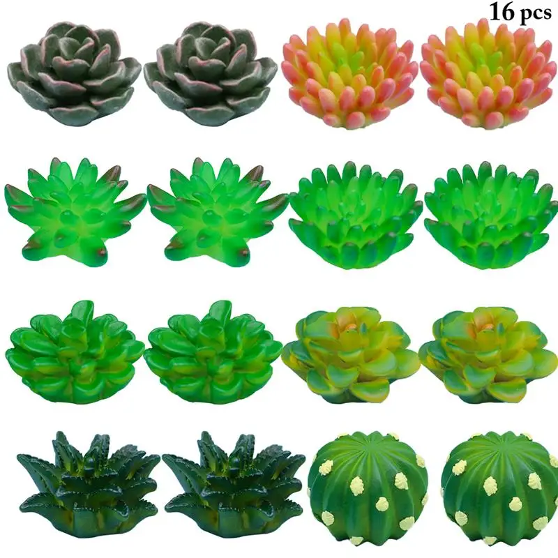 

8/16pcs Cute Succulent Plant Magnet Button Cactus Refrigerator Message Sticker Environmental Protection Resin Magnetic Patch