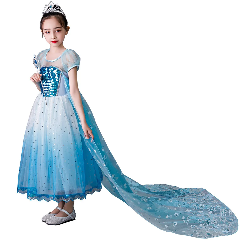 

snow queen2 Summer Anna Elsa Princess Dress girls cosplay dress birthday hallow's day princess birthday princess costume