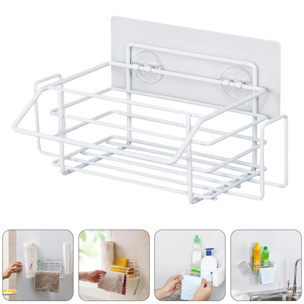 

1pc Kitchen Caddy Organizer Draining Storage Holder Sponge Organizer (White)