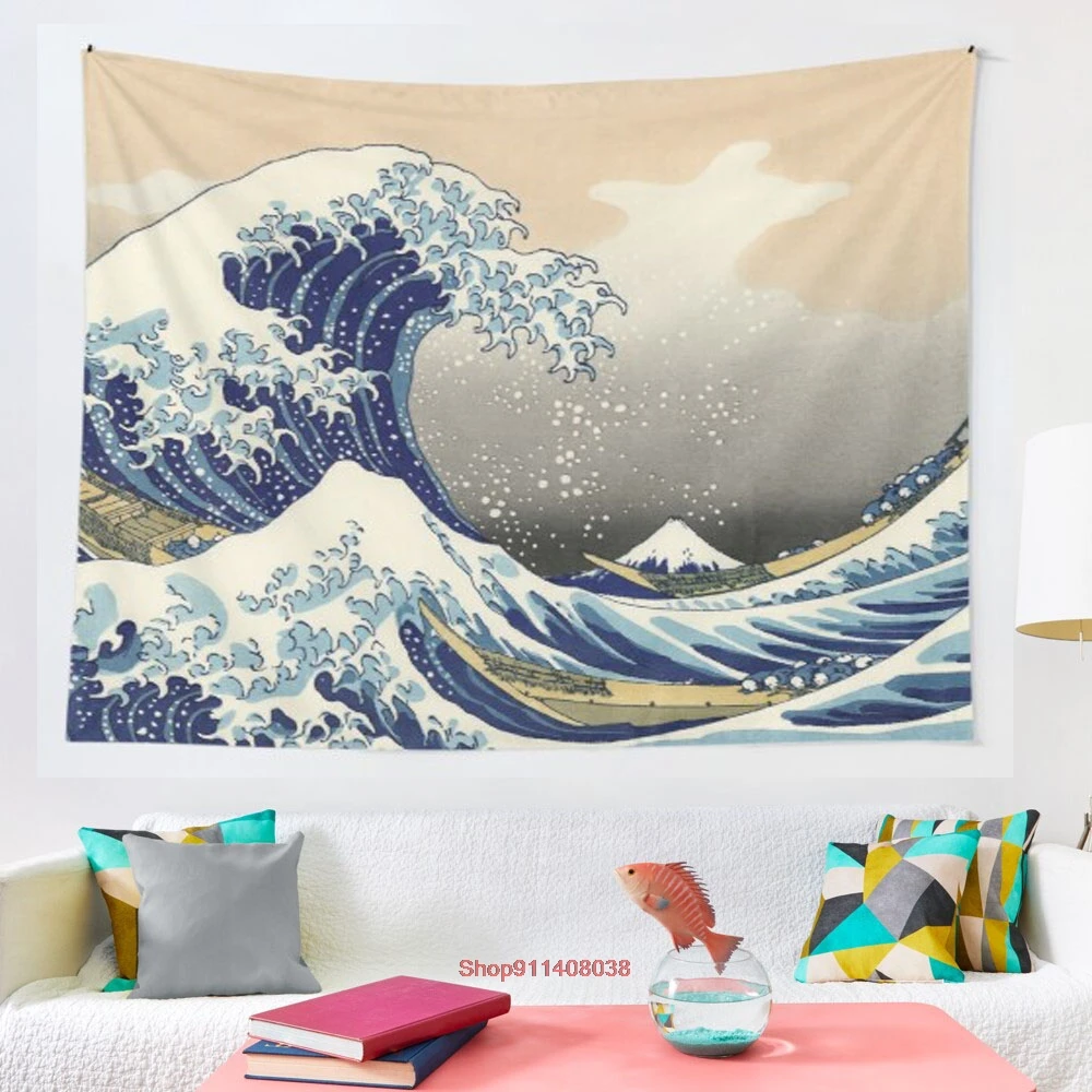 

Hokusai 1760 1849 The Great Wave off Kanagawa tapestry Psychedelic Colorful Wall Hanging Tapestries Dorm Wall Art Yoga Mat