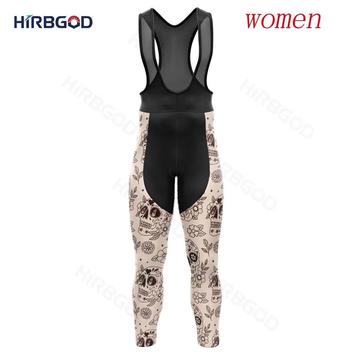 

HIRBGOD Women Skull and Plants Cycling Tights with Gel Pad Breathable Bike Pants Downhill Bicycle Bib Trousers for Ladies