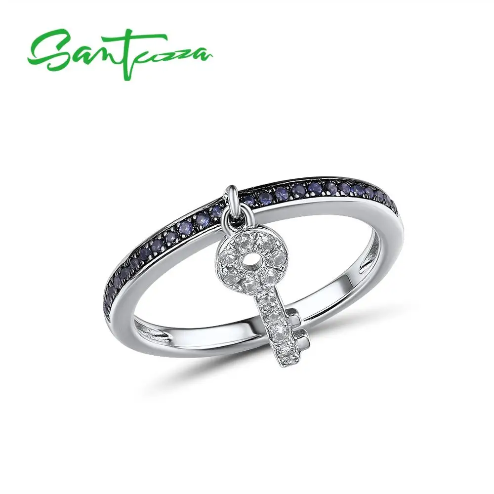 Женское серебряное кольцо SANTUZZA из серебра 925 пробы с сапфиром и ключами