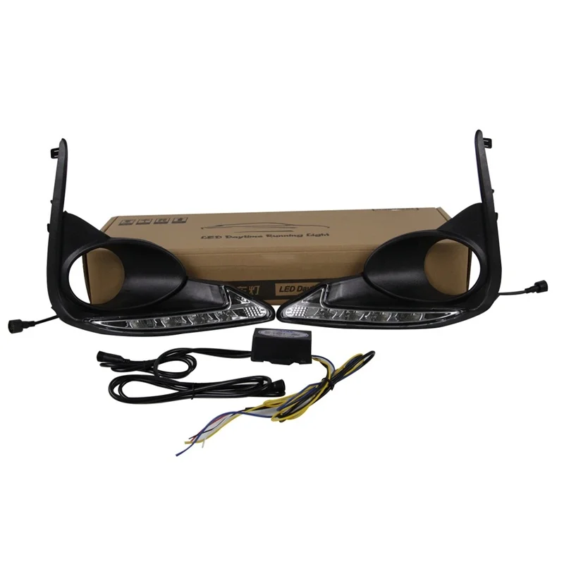 

2Pcs For For toyota Highlander Car LED Daytime Running Lights Modified Fog Lights Double Color