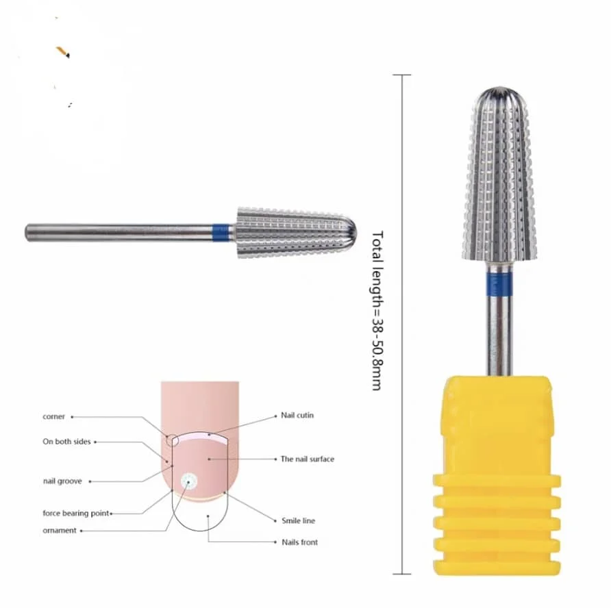 

5in1Tapered Safety Carbide Nail Drill Bits With Cut Drills Carbide Milling Cutter For Manicure Remove Gel Nails Accessories