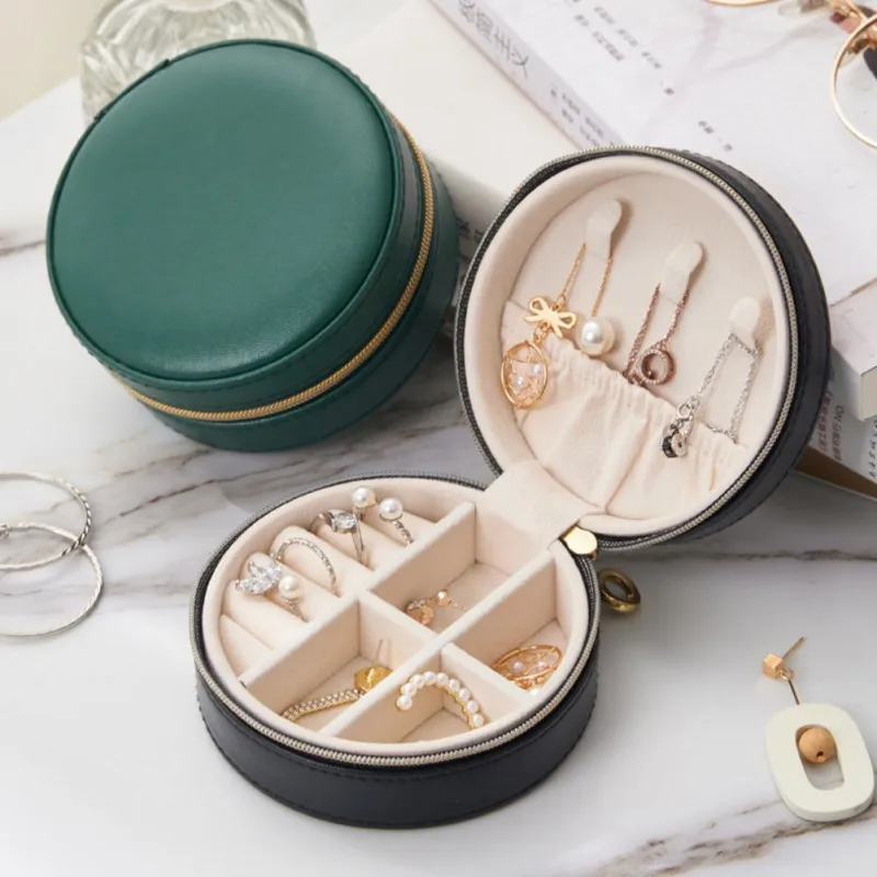 

Round Cortical Jewelry Storage Box Portable Small Travel Jewelry Organizer Birthday Gifts For Friends