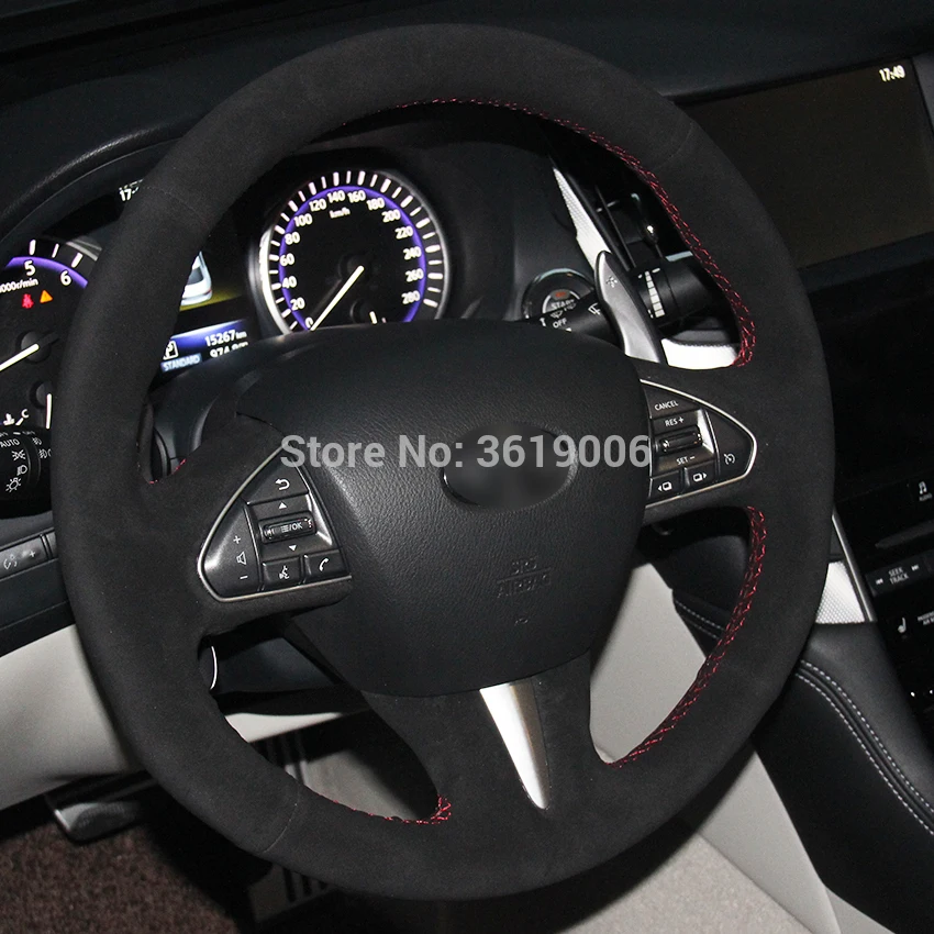 Ручная швейная черная замша чехол рулевого колеса автомобиля для Infiniti Q50 2014 2015 QX50