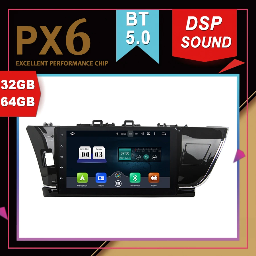 PX6 Отличная производительность Android 9 0 Автомобильный мультимедийный GPS для TOYOTA