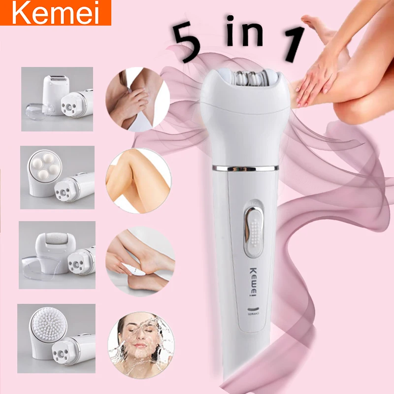 

Kemei lady shaver multifunctional electric epilator 4 in 1 female face armpit bikini epilator razor trimmer 5