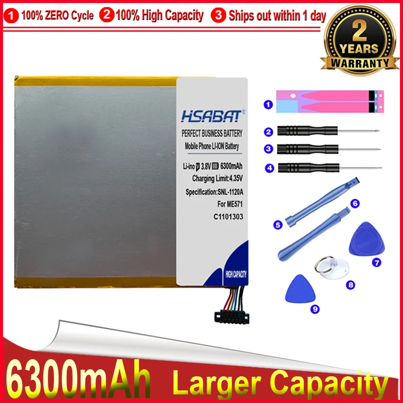 Аккумулятор HSABAT 0 цикл 6300 мАч для C11P1303 Asus Google Nexus 7 &quot7 II 2 2nd Gen 2013 ME571 ME57K ME57KL K009 K008 -
