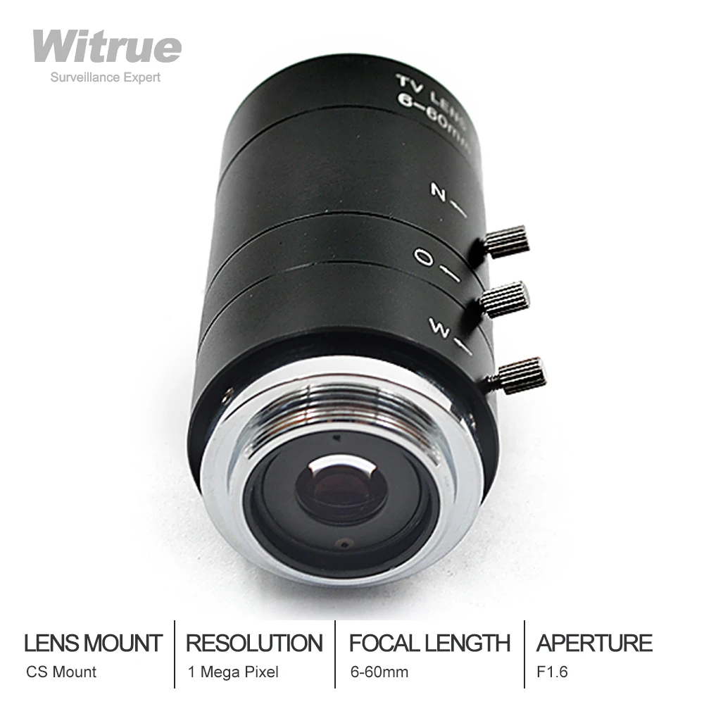 Witrue CCTV объектив 6-60 мм варифокальный CS крепление Lensse руководство IRIS ZOOM F1.6 для