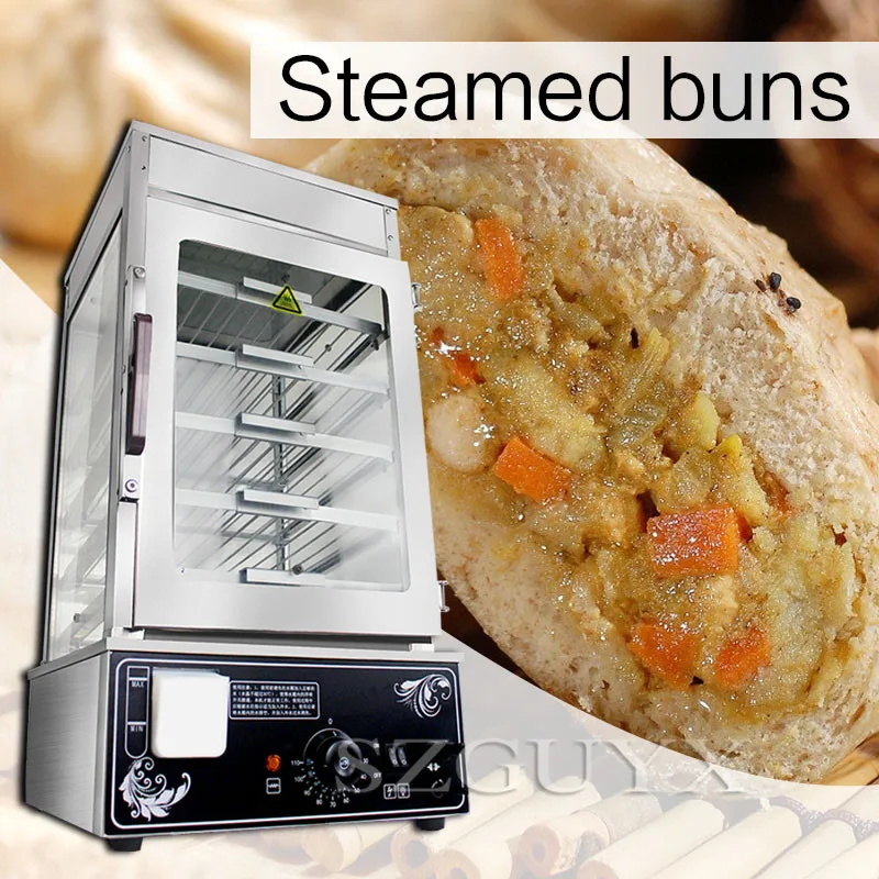 Commercial steamed bun machine Desktop large capacity steaming cabinet Glass electric steamer steamed bread bun Heating cabinet