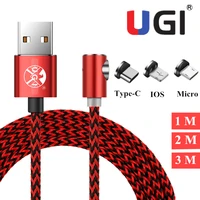 ugi 1m 2m 3m magnetic cable 2 4a braided nylon usb charger cord micro usb type c charging lead for iphone 12 7 8 11 pro x xs max