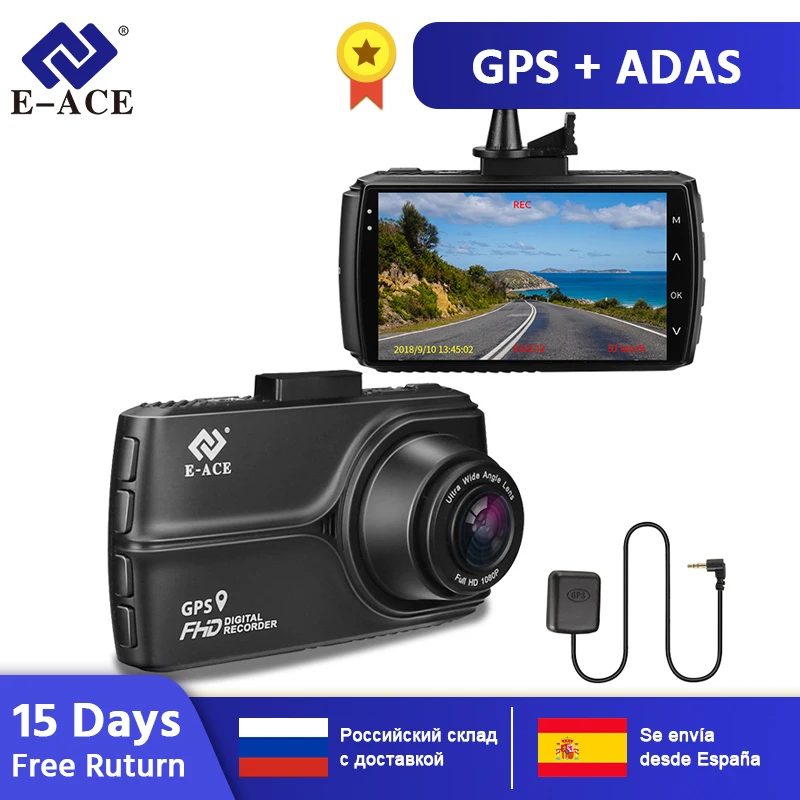 E-ACE автомобиля DVR, gps трекер Камера Full HD 1080P Мини Ночное видение видео Регистраторы 170 градусов ADAS LDWS Dashcam Авто Регистратор