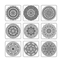 9pcsset mandala 15 15cm mold diy home decoration drawing template laser cutting wall template painting tile tiles stencil