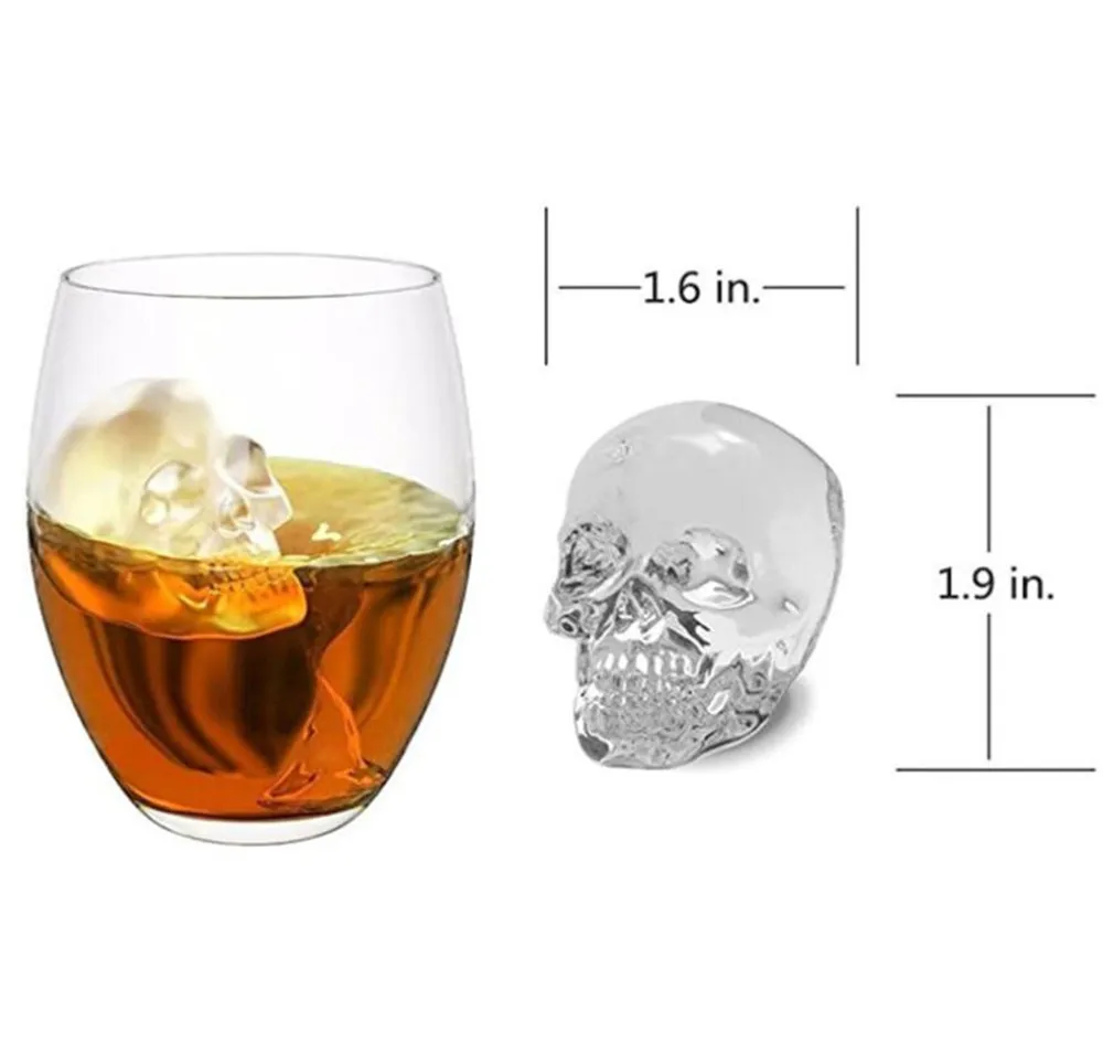 

Hot 100pcs/lot Ice Cube Tray 3D Skull Silicone Mold 4-Cavity DIY Ice Maker Household Use Cool Whiskey Wine Kitchen Tools