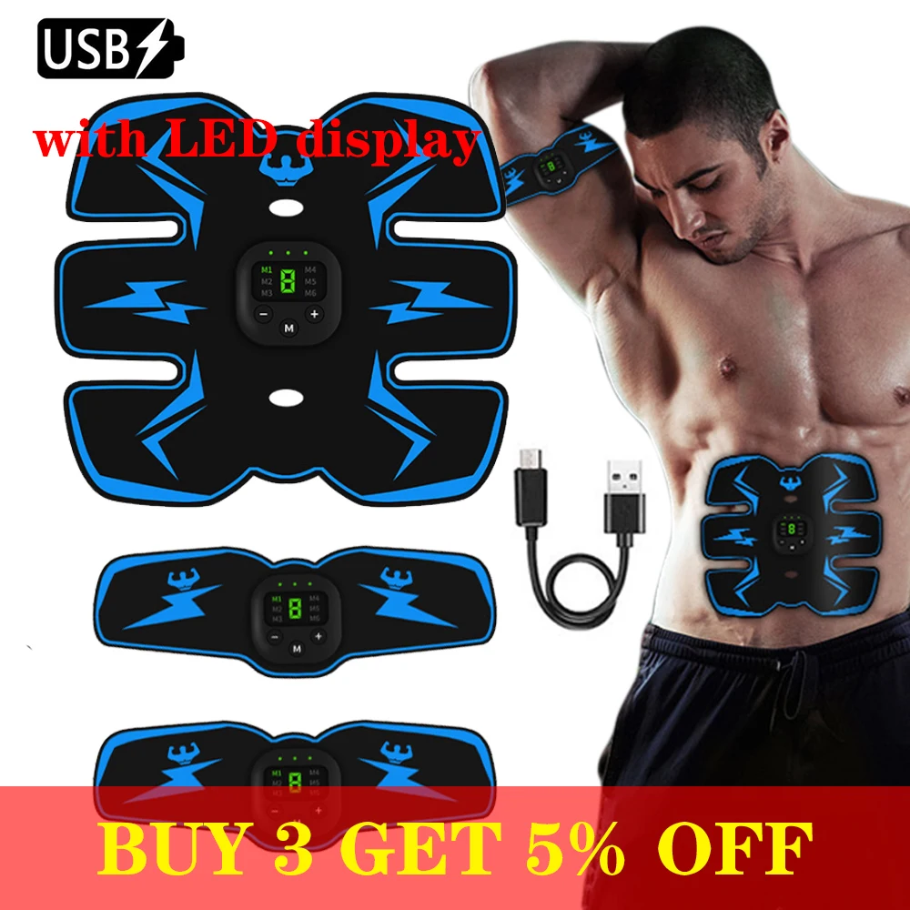 Электрический стимулятор мышц брюшной EMS тренажер рука массажный пояс для