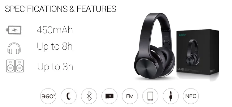 Оригинальные SODO беспроводные наушники Bluetooth динамик с микрофоном для ПК и телефона Поддержка TF карты Аудио Спорт Bluetooth гарнитура