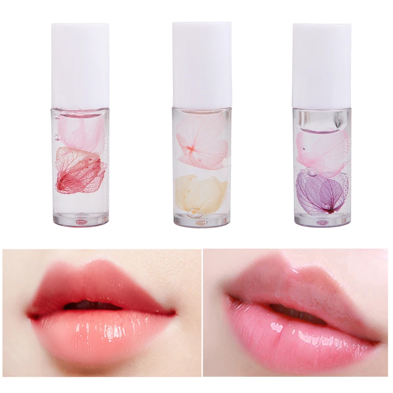 Блестящий Прозрачный питательный блеск для губ с кристаллами масло сушеными