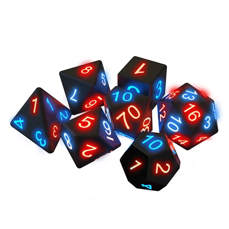 Электронные игральные кости D20 со светодиодный Ной подсветкой 7 шт./компл. | Спорт