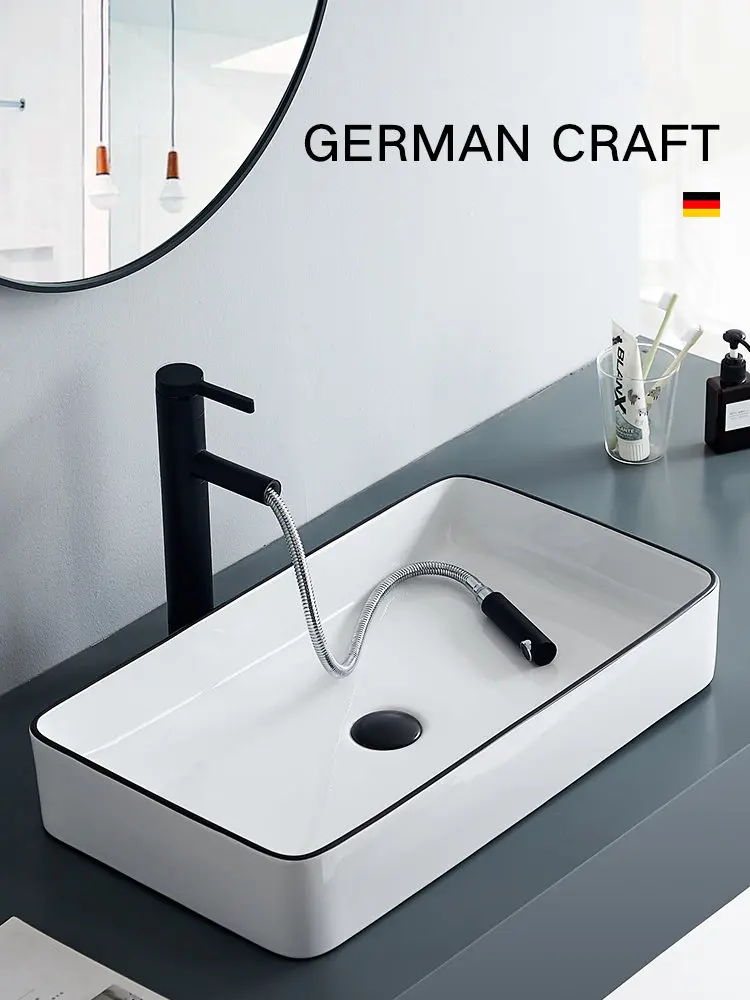 

Nordic ceramic washbasin square basin simple White bathroom European art washbasin home basin