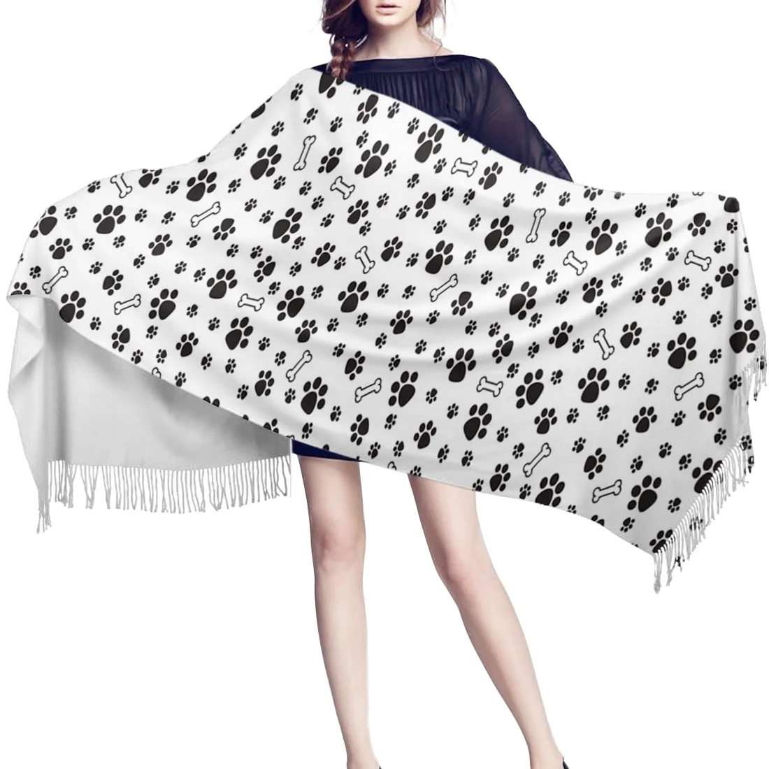 Собачий отпечаток кость собака милые когти любовь одеяло шаль для женщин
