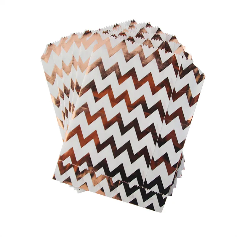 

MEIDDING 10 pcs Rose Gold Paper Gift Bag Christmas Stripe Star Dot Wedding Supplies Paper Bags New Year Candy Gift Bag