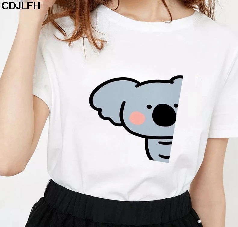 Футболка в стиле Харадзюку с принтом животных милая модная уличная одежда летняя