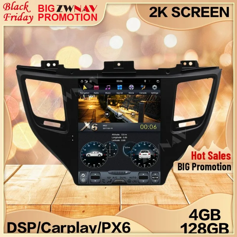 4 + 128G Tesla Carplay экран для Hyundai Tuscon 2015 2016 2017 2018 2019 Android мультимедийный GPS аудио рекордер