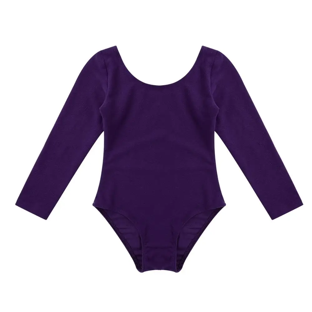 dark purple IEFiEL/Детские балетные костюмы; Детский костюм для танцев с длинными рукавами; трико для гимнастики; балетная юбка-пачка для девочек; танцевальная одежда - Цвет: dark purple