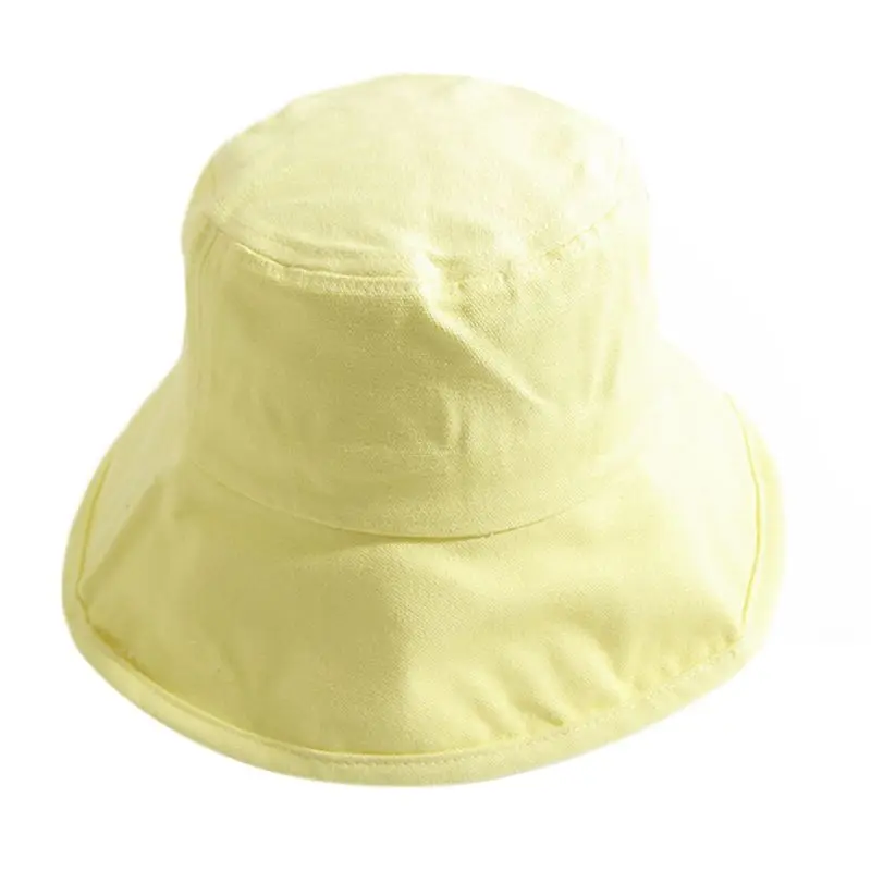 Yellow Сплошной цвет, свежий стиль, женская, для девочек, Панама, защита от солнца, с широкими полями, для студентов, летняя, упаковываемая, рыбацкая Кепка, 6 цветов - Цвет: Yellow
