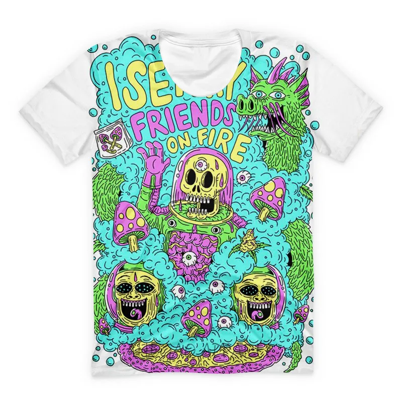 Psychedelic/футболка с рисунком цветов модная футболка Let's Go Surfing In Hawaii в стиле хип хоп